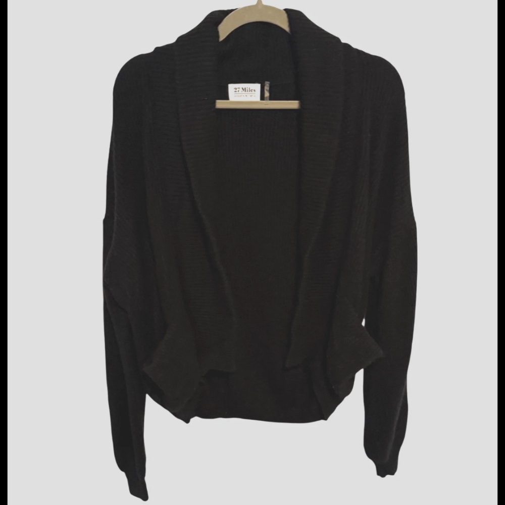 27 Miles Malibu Wool Cashmere Open Front Cropped Cardigan Sweater Size Small